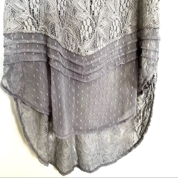 Free People Maisie Modern Mesh Lace Tunic Tank Top Gray Size S - Picture 10 of 11